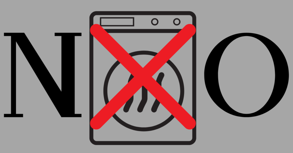 乾燥機にかけてはいけないことを示すアイコン｜ベネクスを乾燥機で乾かすのはNGのイメージ