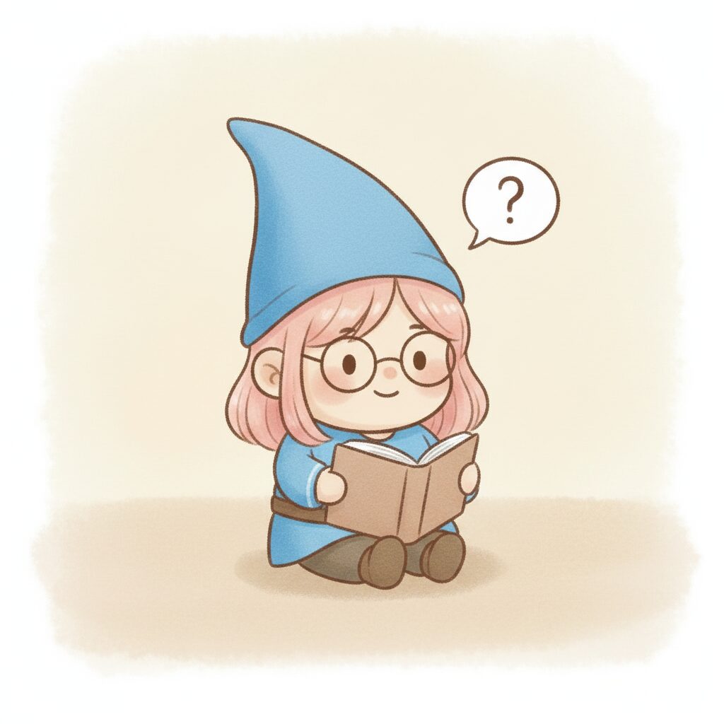 メガネをかけて本を読む青の小人