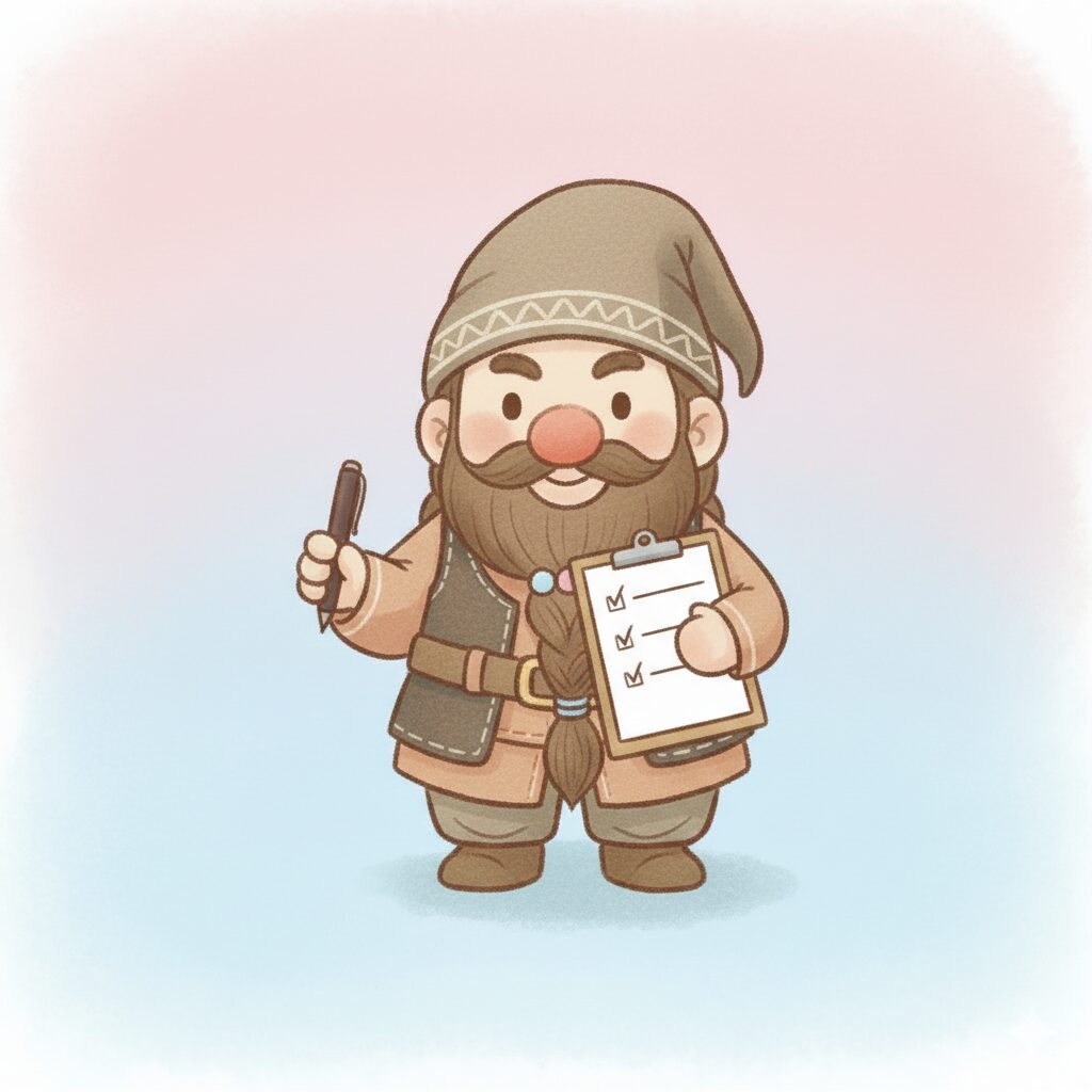 ネムドワがチェックリストにチェックマークを入れているイラスト