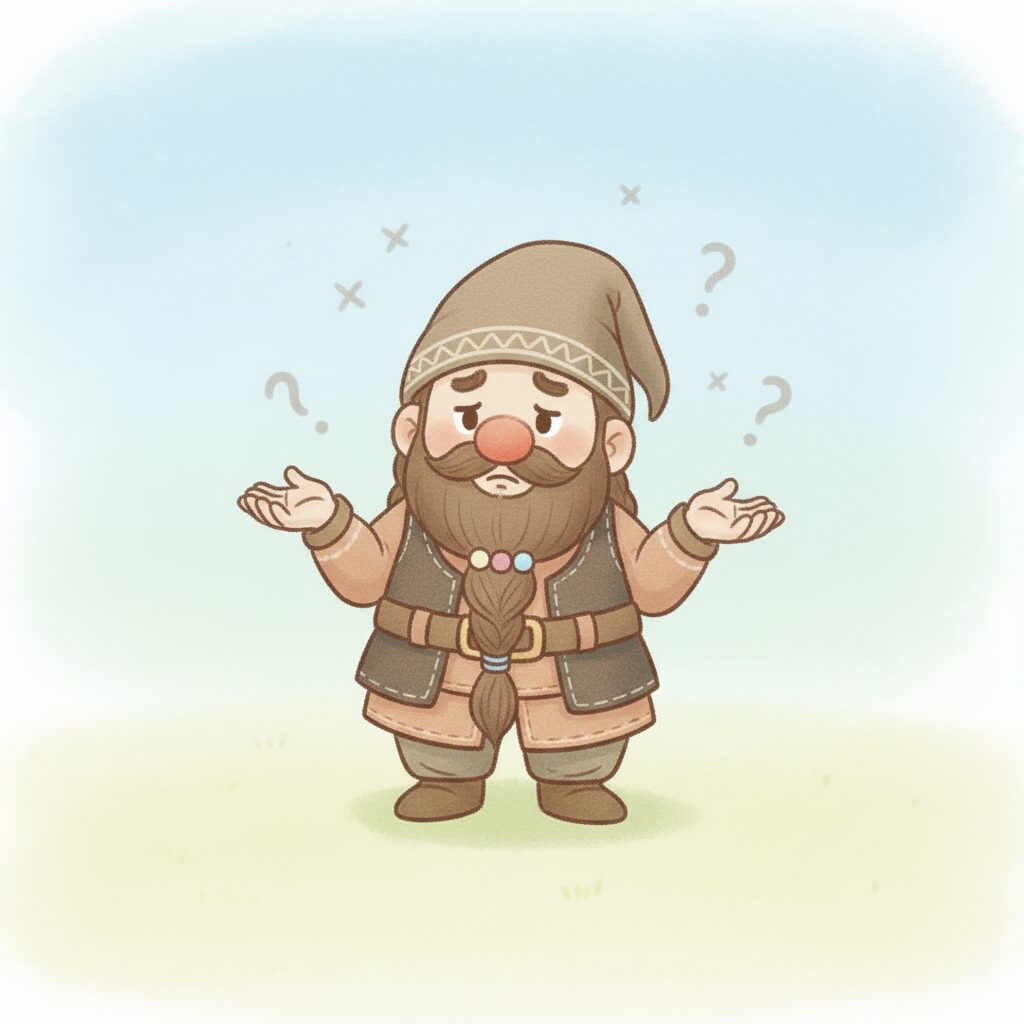 ネムドワが両手を広げて困った表情で悩んでいるイラスト