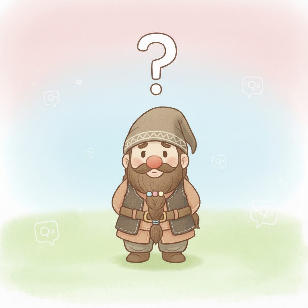 ネムドワが頭の上にはてなマークを浮かべているイラスト