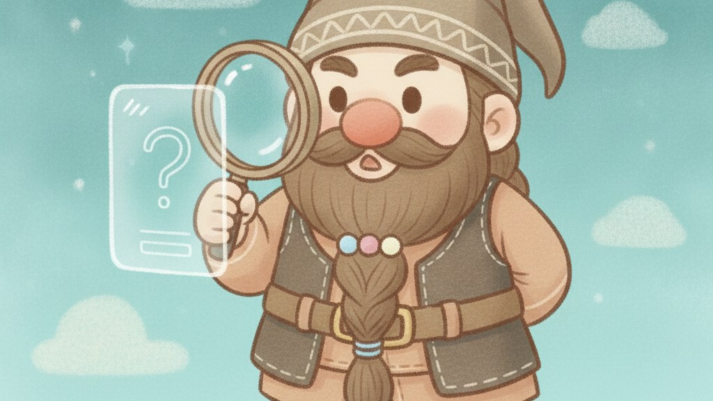 ネムドワが虫眼鏡でFitbit画面のはてなを覗き込み計測の限界を探るイラスト